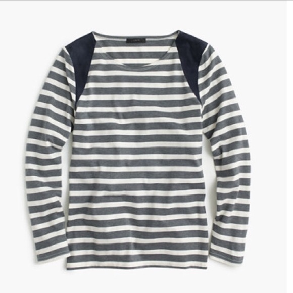 J. Crew Factory Tops - FREE Striped suede-shoulder T-shirt